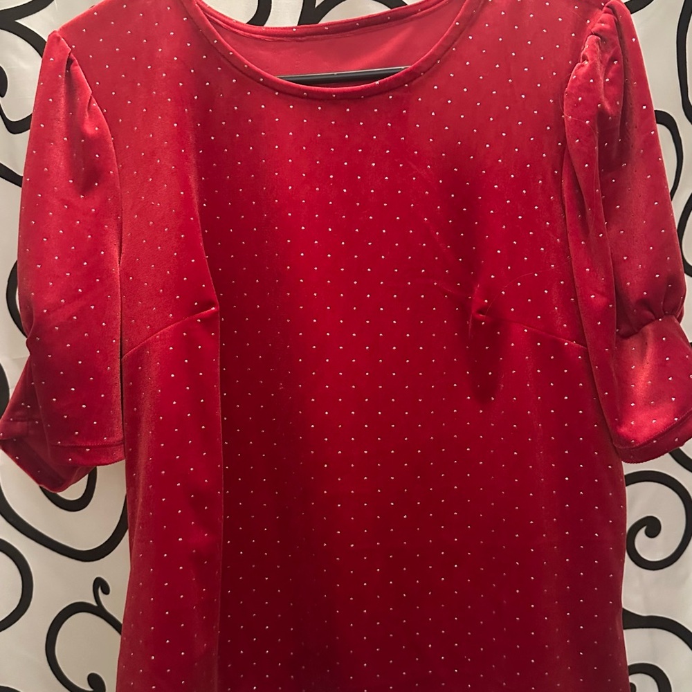 Velvet-like Red Women's Top